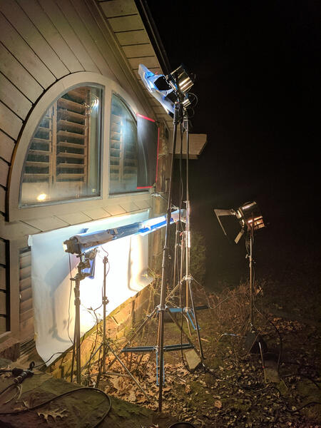 Simulated street light from the outside, seen on the right side of the image above.