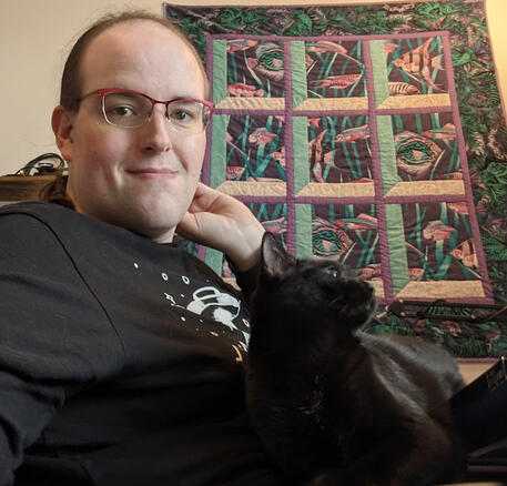 Sarah and her cat Ruthie.